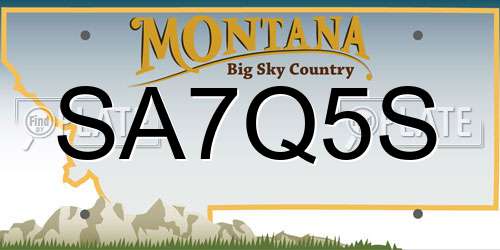 SA7Q5S Montana License Plate
