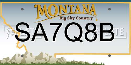 SA7Q8B Montana License Plate