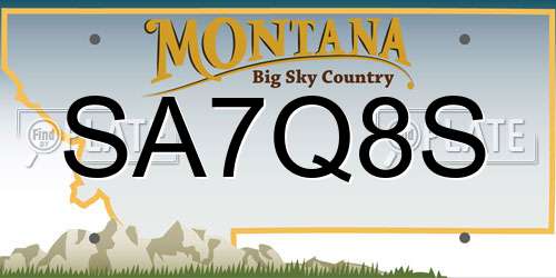 SA7Q8S Montana License Plate