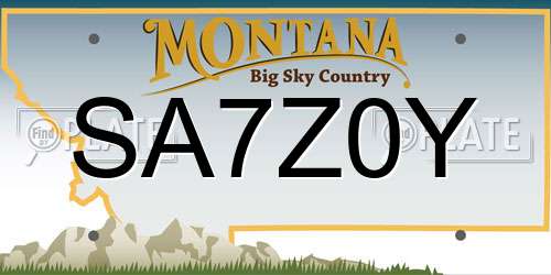 SA7Z0Y Montana License Plate