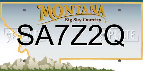 SA7Z2Q Montana License Plate