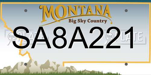 SA8A221 Montana License Plate