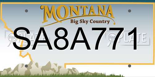 SA8A771 Montana License Plate