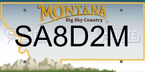 SA8D2M Montana License Plate