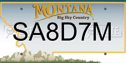 SA8D7M Montana License Plate