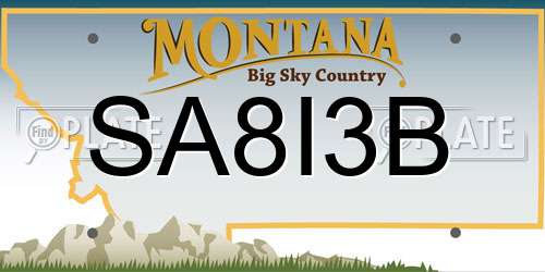 SA8I3B Montana License Plate