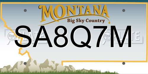 SA8Q7M Montana License Plate