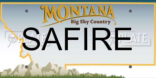 SAFIRE Montana License Plate