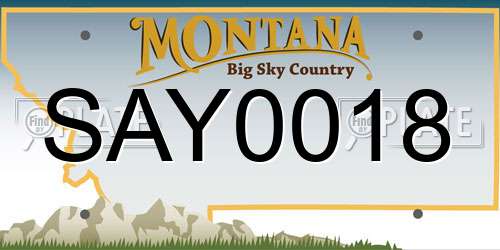 SAY0018 Montana License Plate