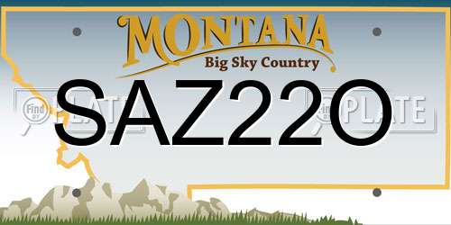 SAZ22O Montana License Plate