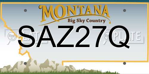 SAZ27Q Montana License Plate