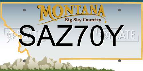 SAZ70Y Montana License Plate