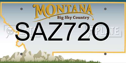 SAZ72O Montana License Plate