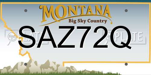 SAZ72Q Montana License Plate