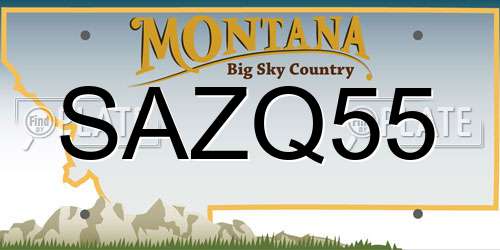 SAZQ55 Montana License Plate