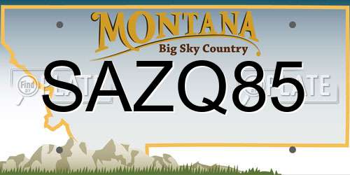 SAZQ85 Montana License Plate