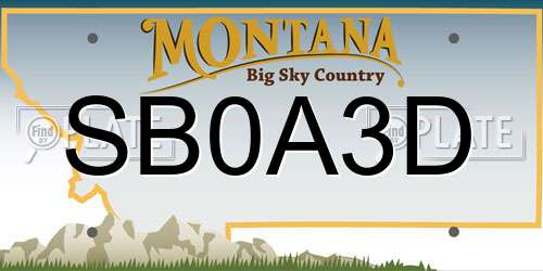 SB0A3D Montana License Plate