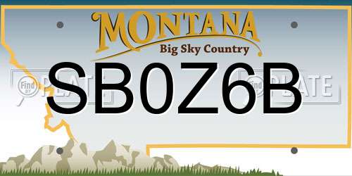SB0Z6B Montana License Plate