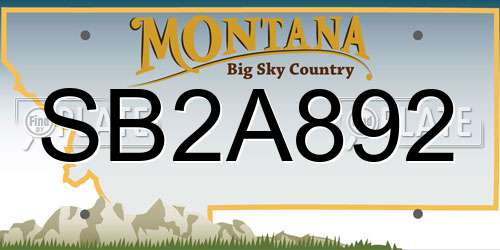 SB2A892 Montana License Plate