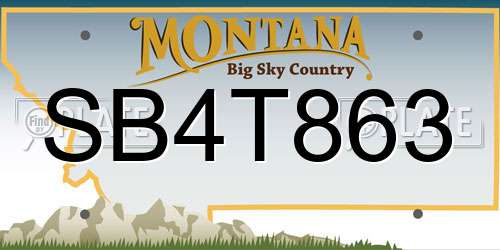 SB4T863 Montana License Plate