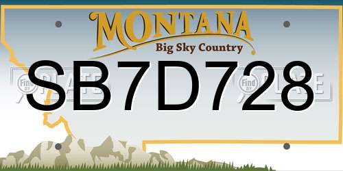 SB7D728 Montana License Plate