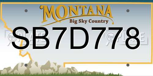 SB7D778 Montana License Plate