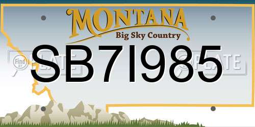 SB7I985 Montana License Plate