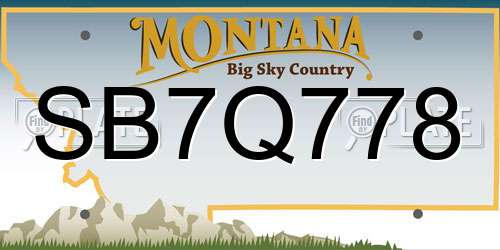 SB7Q778 Montana License Plate