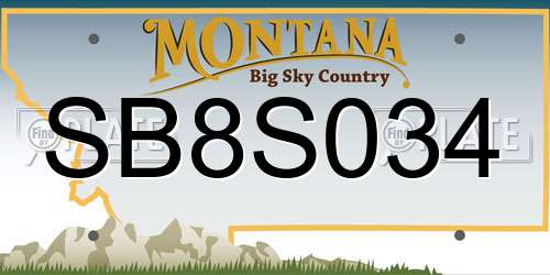 SB8S034 Montana License Plate