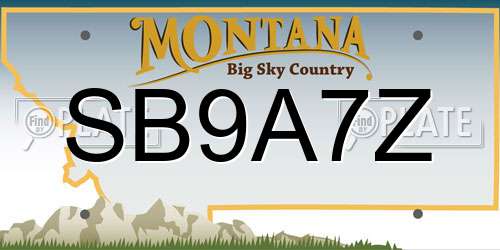 SB9A7Z Montana License Plate