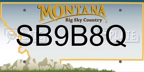 SB9B8Q Montana License Plate