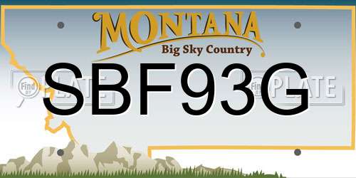 SBF93G Montana License Plate