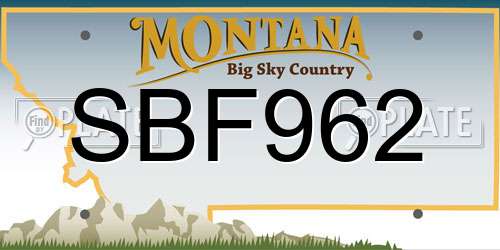 SBF962 Montana License Plate