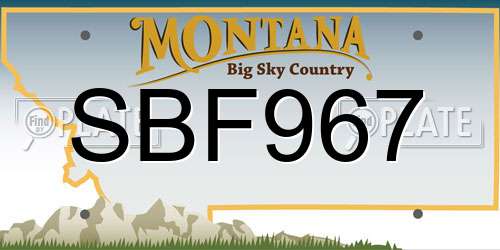 SBF967 Montana License Plate