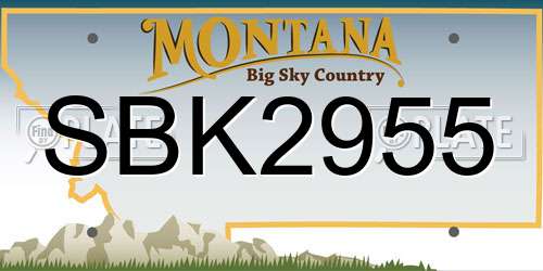 SBK2955 Montana License Plate