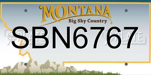 SBN6767 Montana License Plate