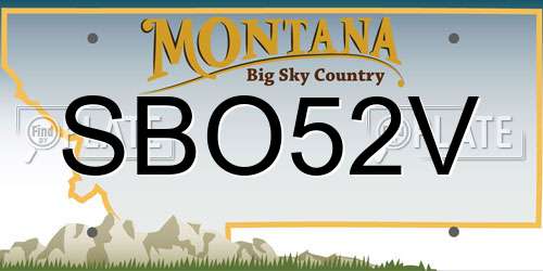 SBO52V Montana License Plate