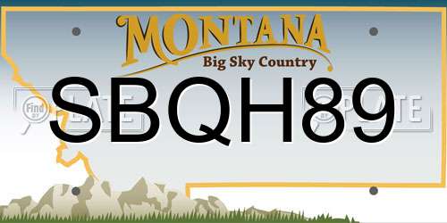 SBQH89 Montana License Plate