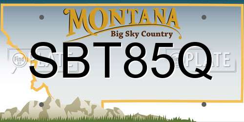 SBT85Q Montana License Plate