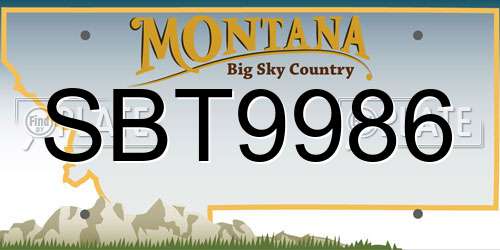 SBT9986 Montana License Plate
