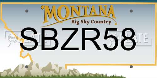 SBZR58 Montana License Plate
