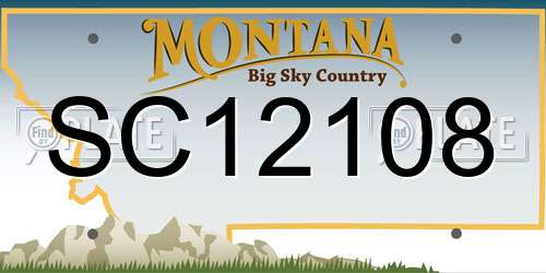 SC12108 Montana License Plate