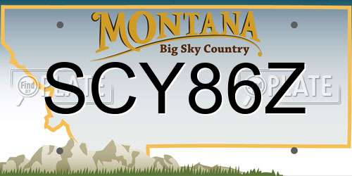 SCY86Z Montana License Plate