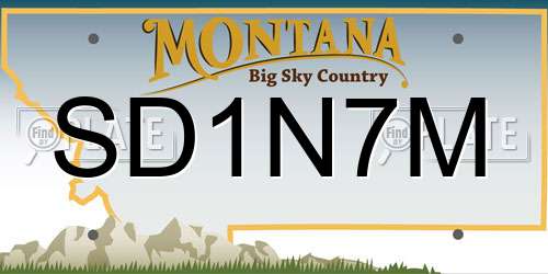 SD1N7M Montana License Plate