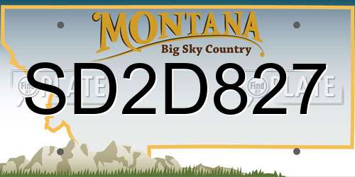 SD2D827 Montana License Plate