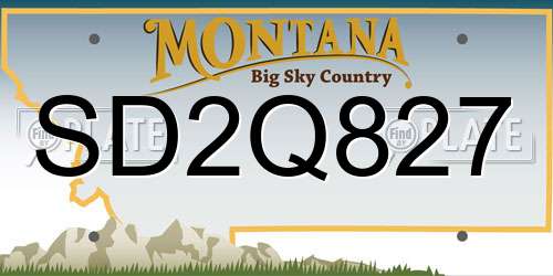 SD2Q827 Montana License Plate