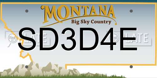 SD3D4E Montana License Plate
