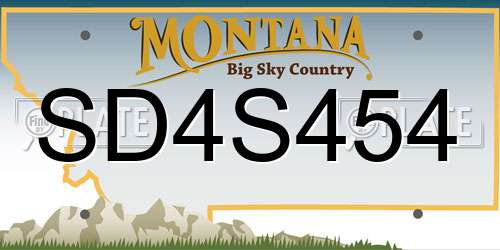 SD4S454 Montana License Plate