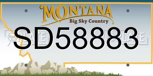 SD58883 Montana License Plate