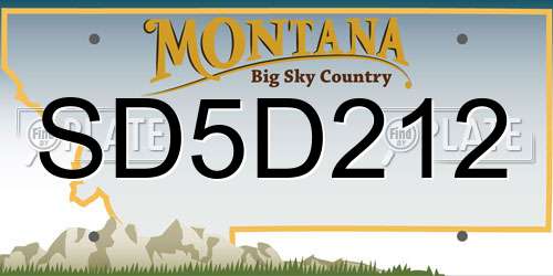 SD5D212 Montana License Plate